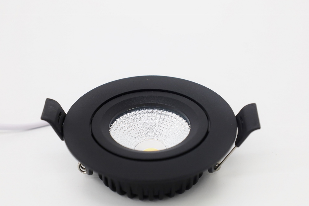 WarmGlow LED inbouwspot FLAT FIX lage inbouwdiepte IP44 | Zwart rond