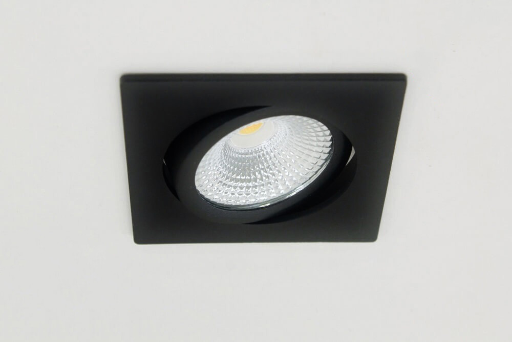 WarmGlow LED inbouwspot FLAT FIX lage inbouwdiepte IP44 | Zwart vierkant