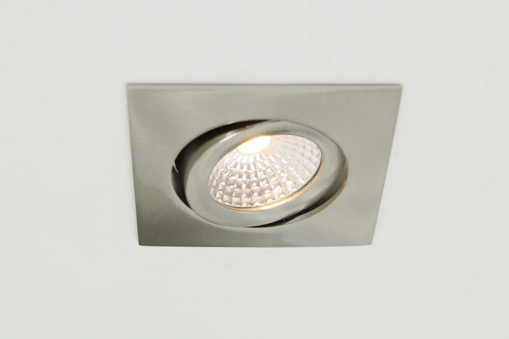 WarmGlow LED inbouwspot FLAT FIX lage inbouwdiepte IP44 | Staal vierkant