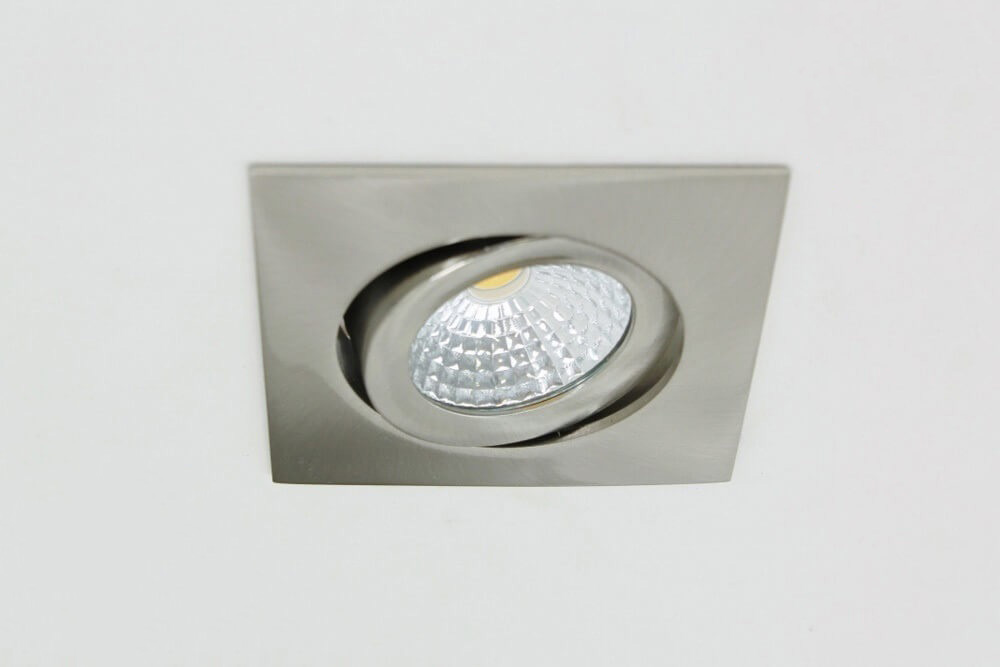 WarmGlow LED inbouwspot FLAT FIX lage inbouwdiepte IP44 | Staal vierkant