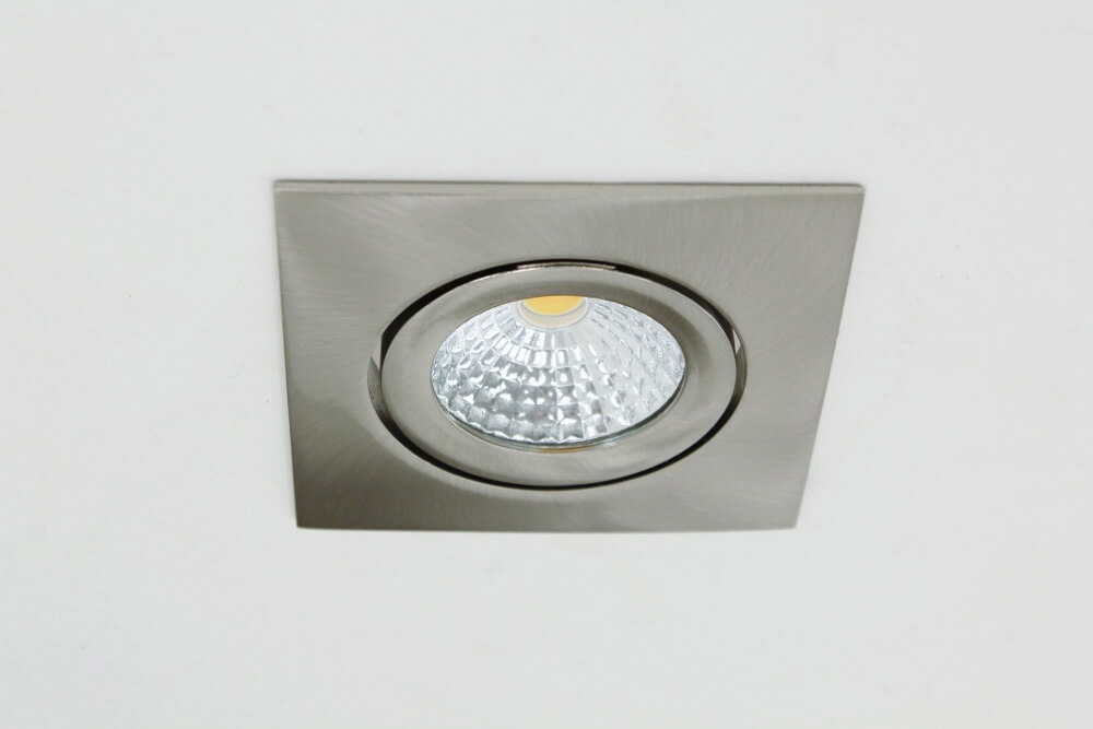 WarmGlow LED inbouwspot FLAT FIX lage inbouwdiepte IP44 | Staal vierkant