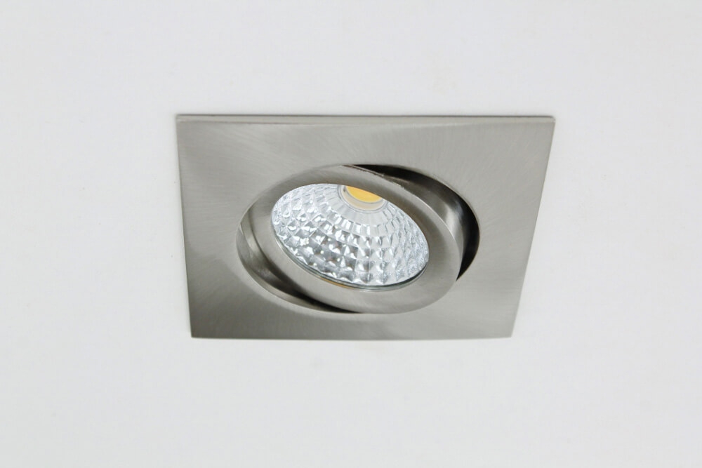 WarmGlow LED inbouwspot FLAT FIX lage inbouwdiepte IP44 | Staal vierkant