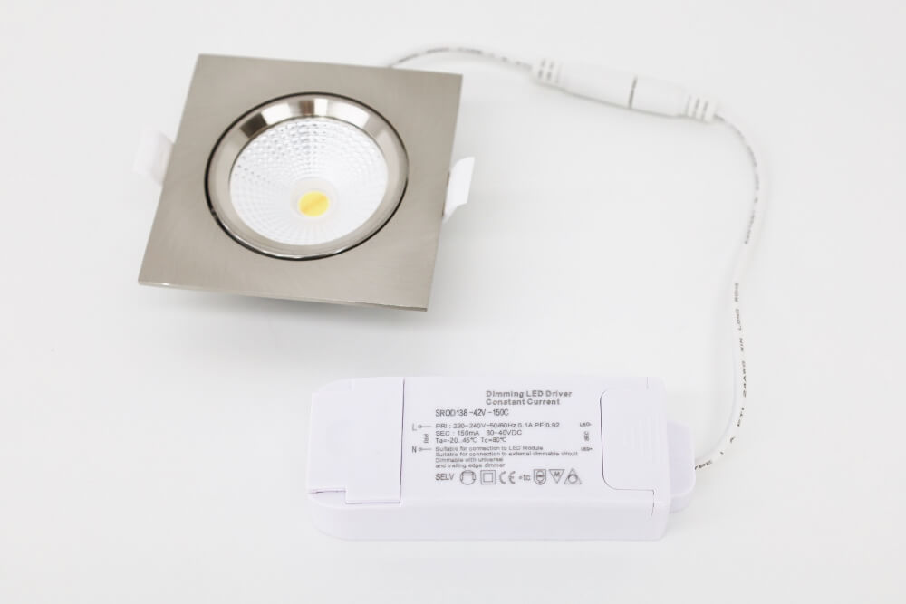 WarmGlow LED inbouwspot FLAT FIX lage inbouwdiepte IP44 | Staal vierkant