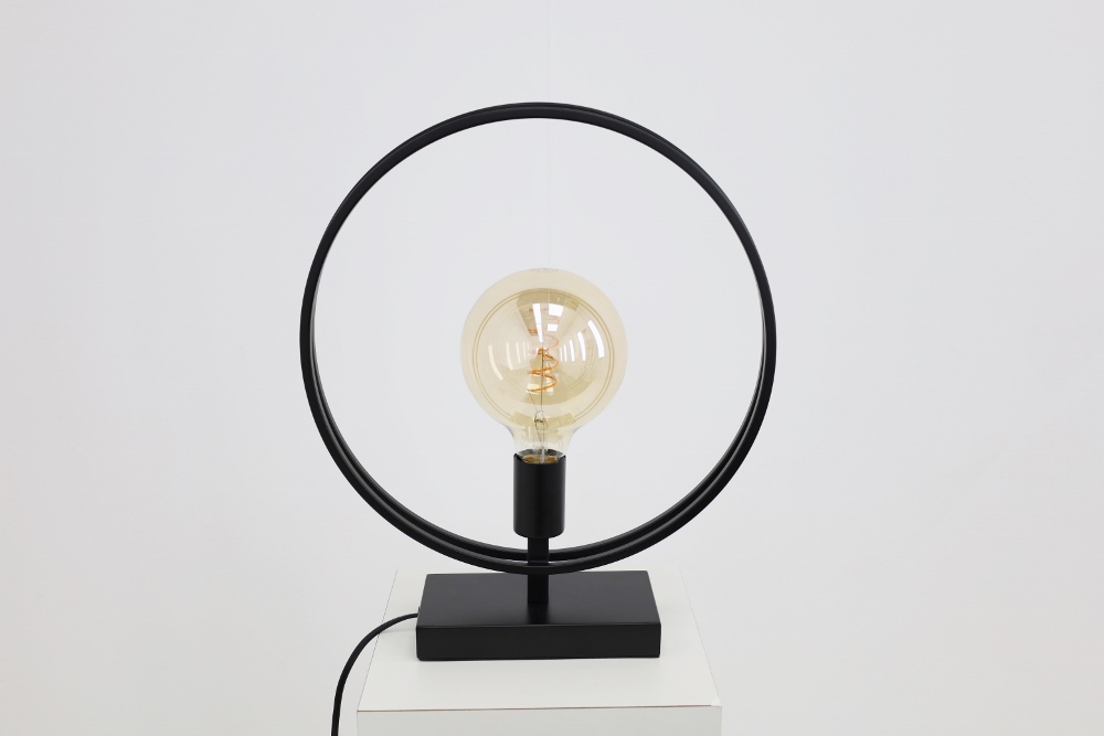 Sierlijke tafellamp DOUBLE RING | Mat zwart 40 cm