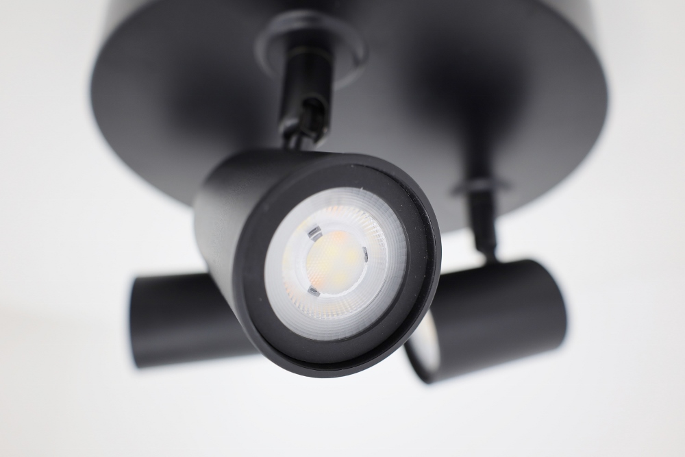 Strakke dimbare zwarte opbouwspot BRIGHT DIMTONE | 3-lichts rond