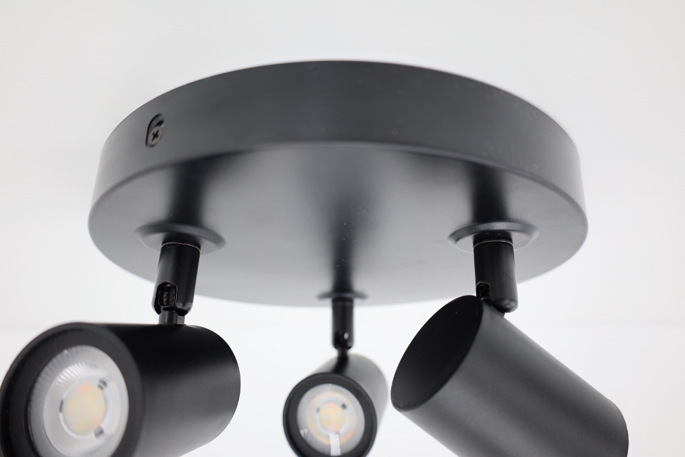 Strakke dimbare zwarte opbouwspot BRIGHT DIMTONE | 3-lichts rond