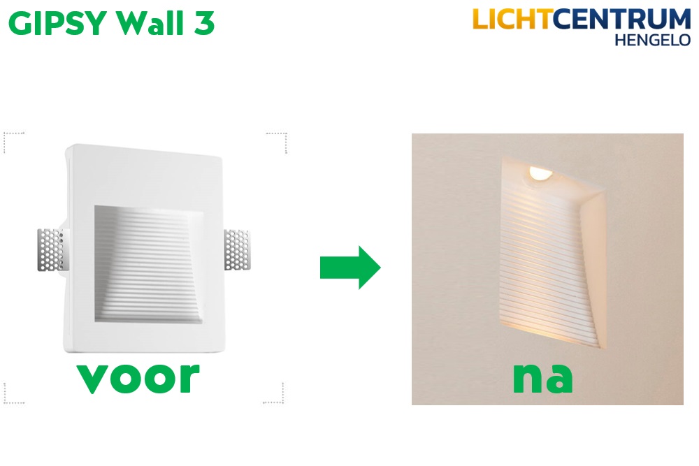 Trimless inbouw wandlamp / trapverlichting GIPSY WALL 3 LED | Ribbel