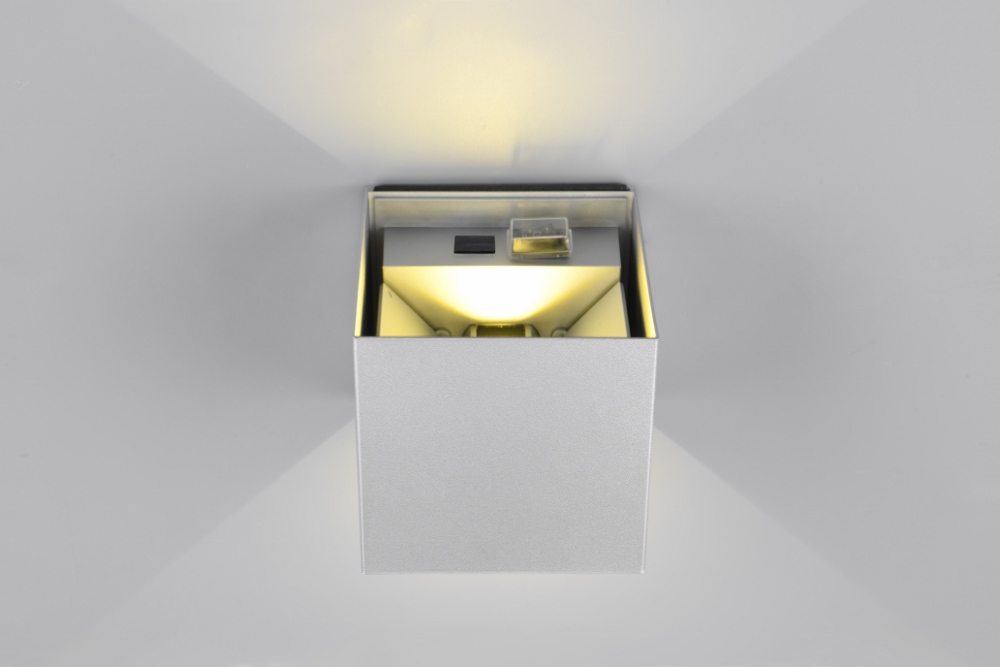 Oplaadbare wandlamp ARRIGO voor binnen en buiten | Grijs vierkant