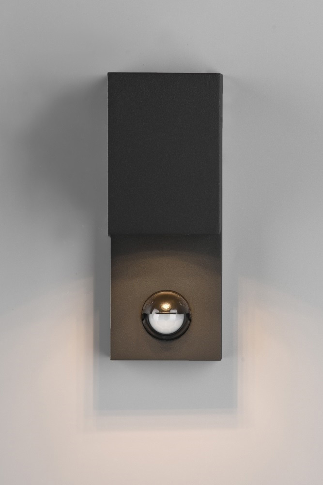 Buitenlamp ZORA 1-lichts vierkant met bewegingssensor | Zwart