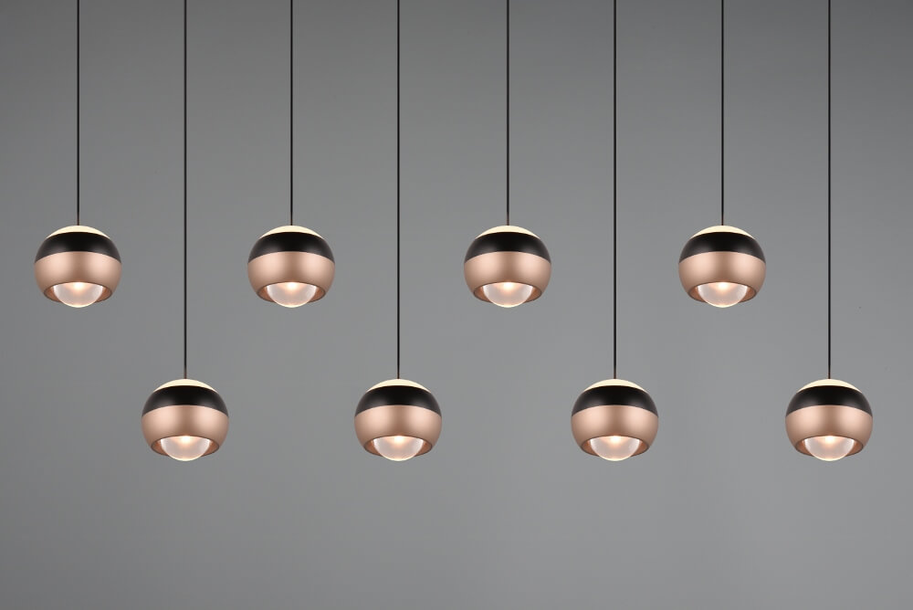 Elegante 8-lichts hanglamp ORBIT zwart / coffee | 3-standen dimbaar