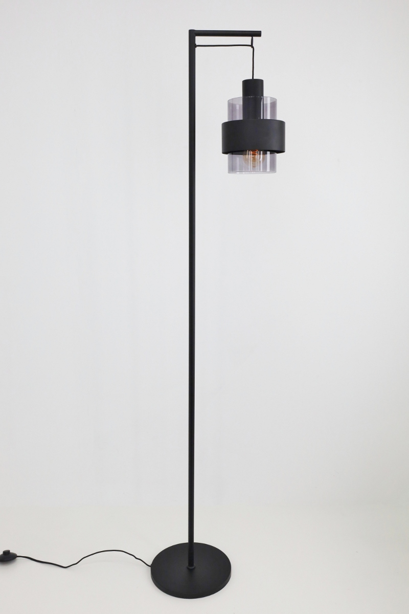 Sfeervolle vloerlamp CHIASSO | Zwart / Smoke