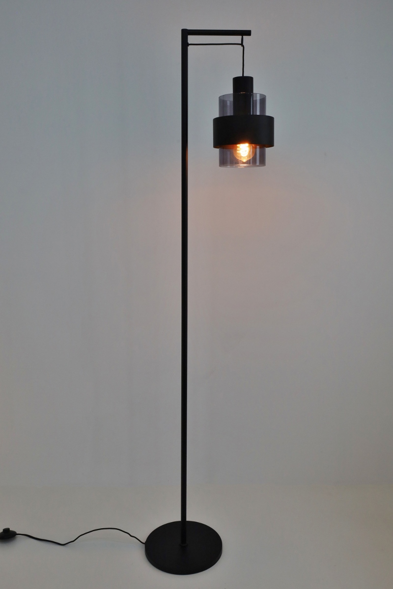 Sfeervolle vloerlamp CHIASSO | Zwart / Smoke