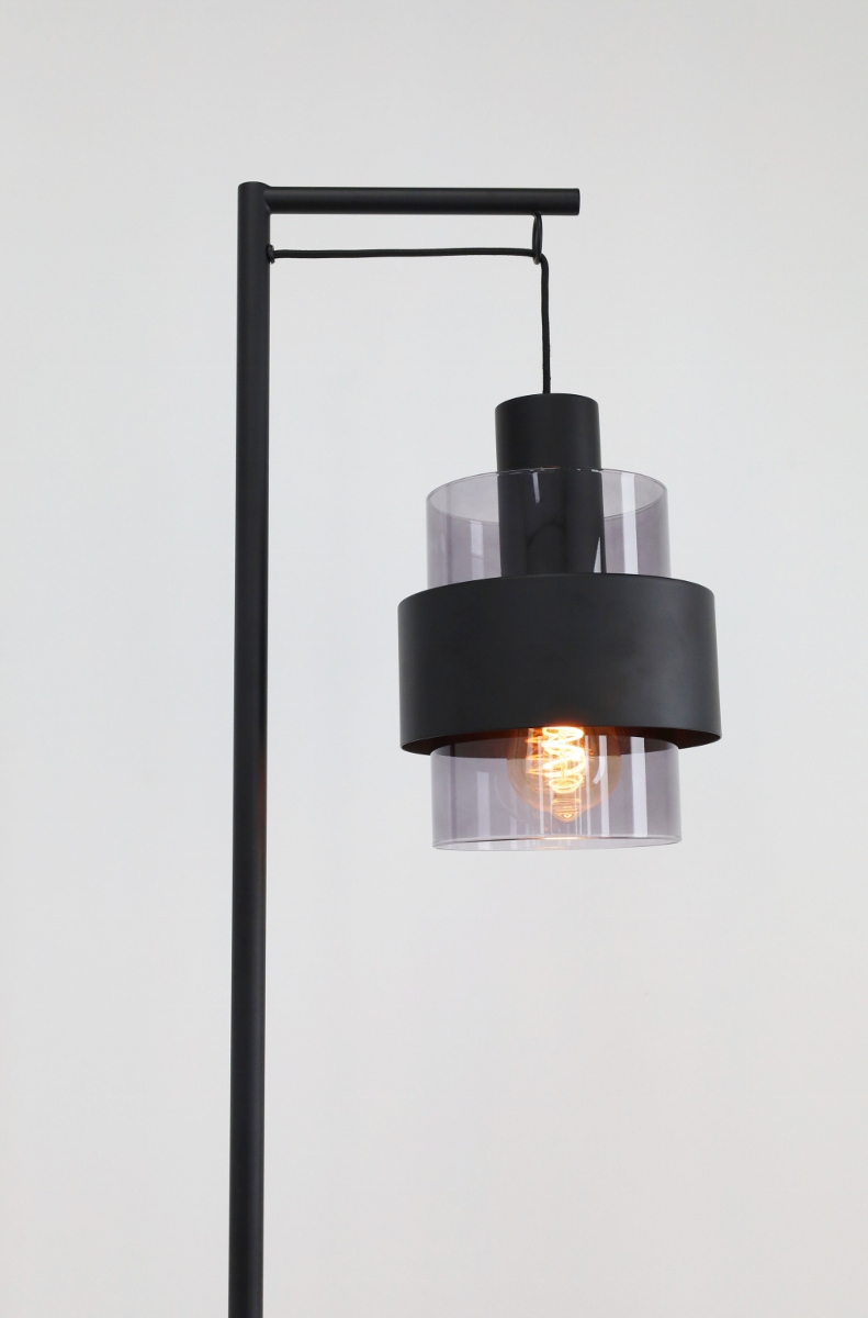 Sfeervolle vloerlamp CHIASSO | Zwart / Smoke