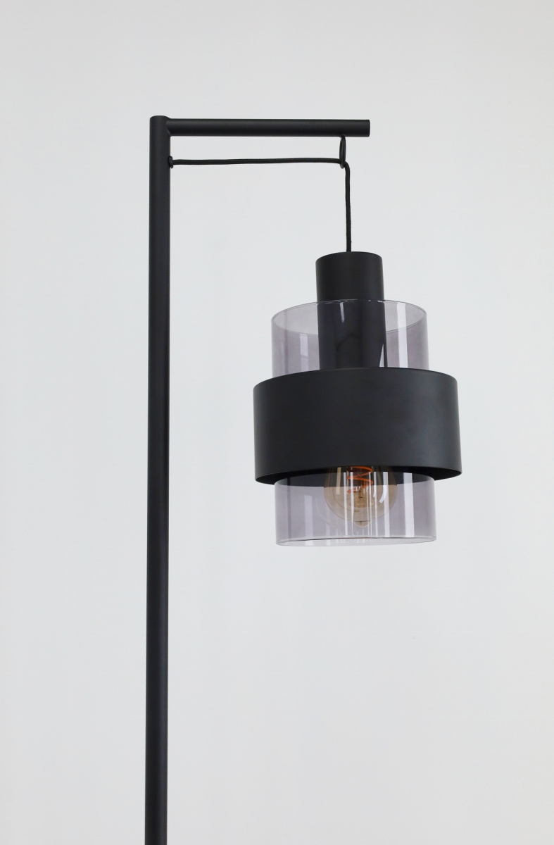 Sfeervolle vloerlamp CHIASSO | Zwart / Smoke