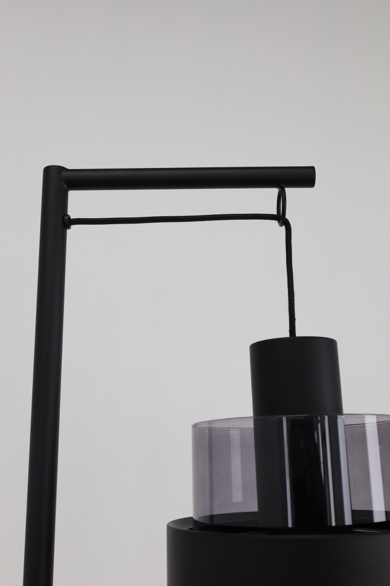 Sfeervolle vloerlamp CHIASSO | Zwart / Smoke