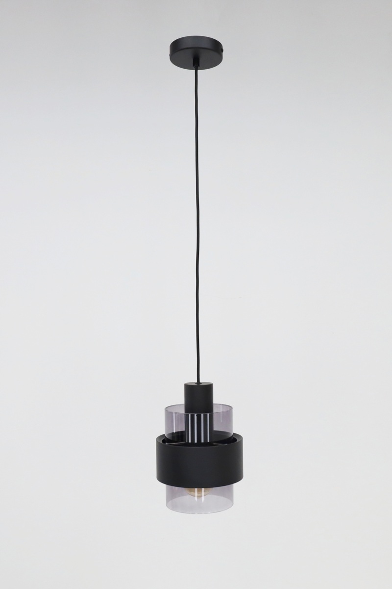 Sfeervolle hanglamp CHIASSO 1-lichts | Zwart / Smoke