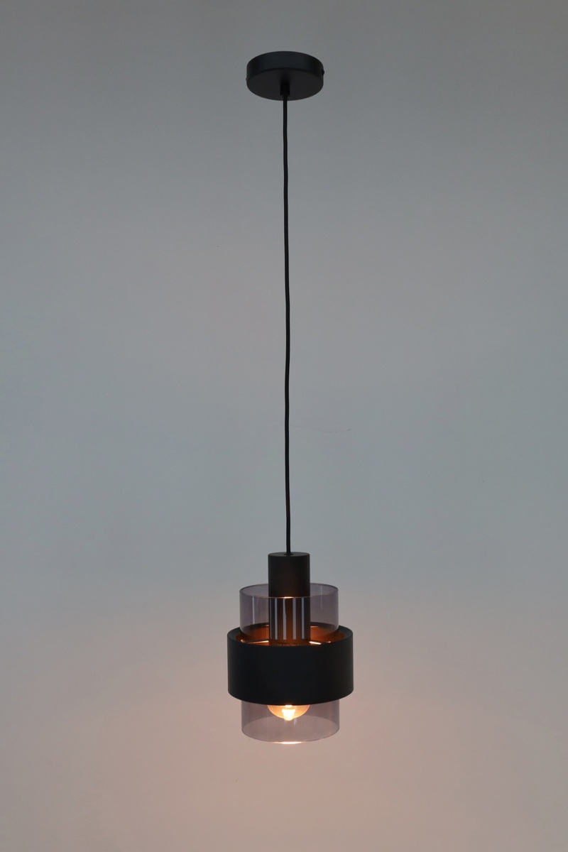 Sfeervolle hanglamp CHIASSO 1-lichts | Zwart / Smoke