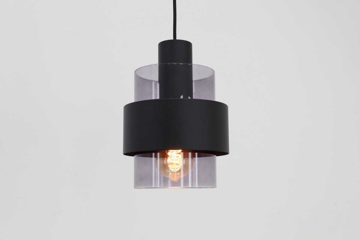 Sfeervolle hanglamp CHIASSO 1-lichts | Zwart / Smoke
