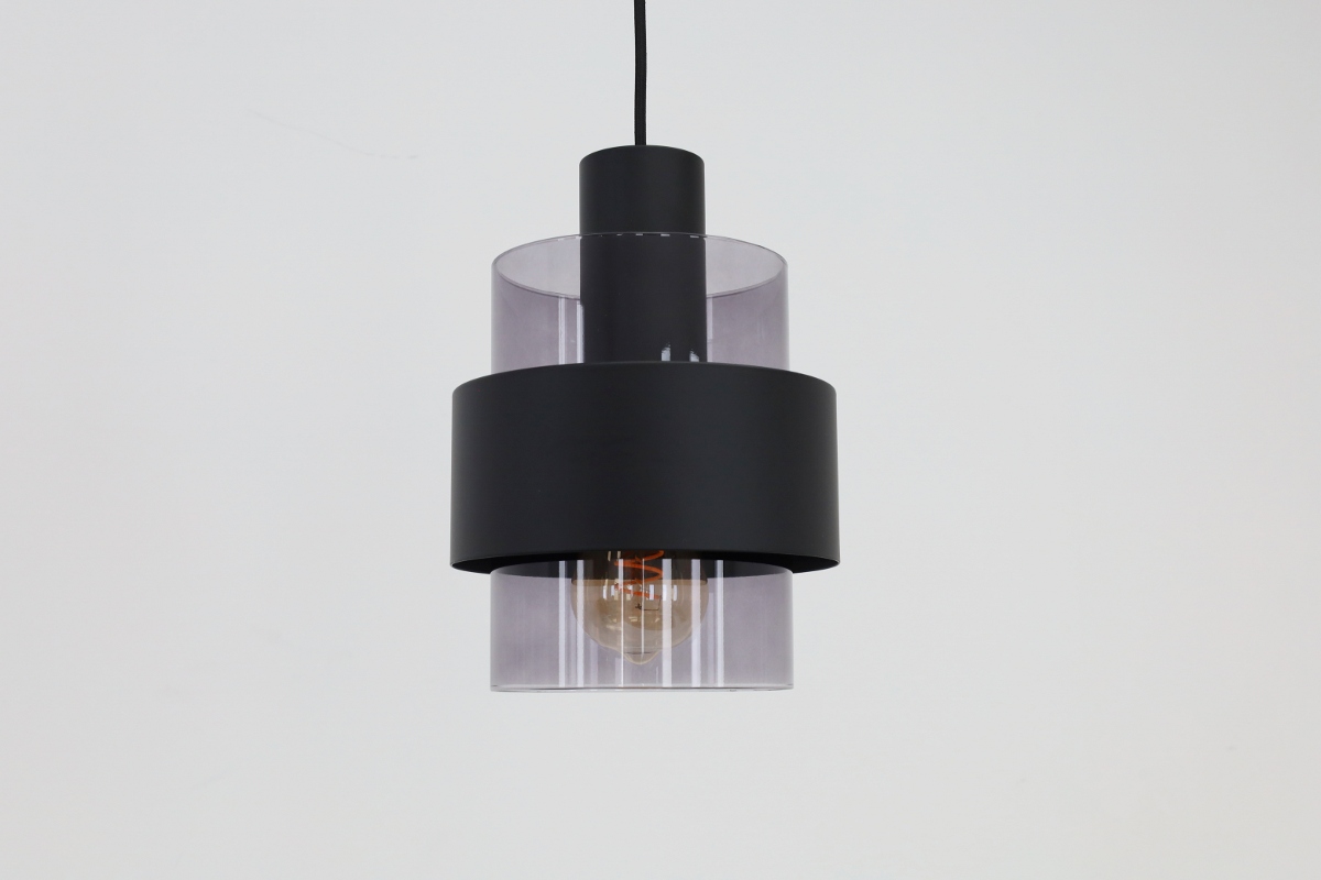 Sfeervolle hanglamp CHIASSO 1-lichts | Zwart / Smoke