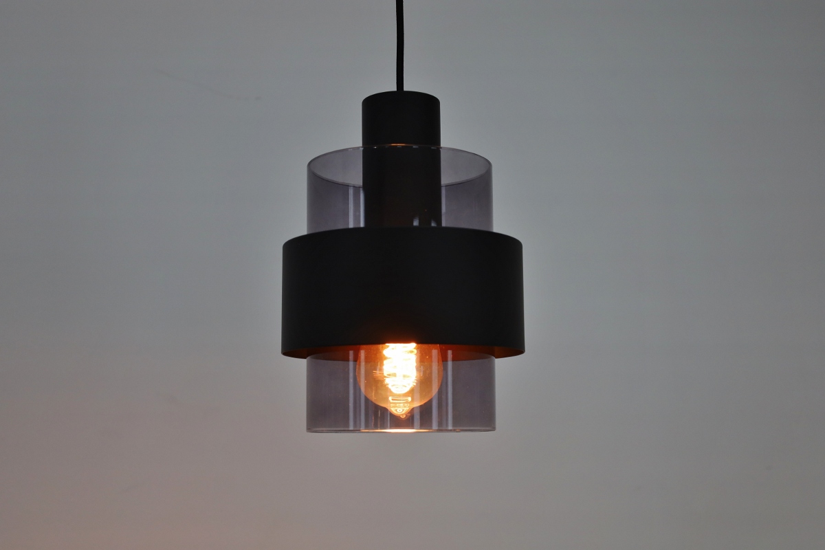 Sfeervolle hanglamp CHIASSO 1-lichts | Zwart / Smoke