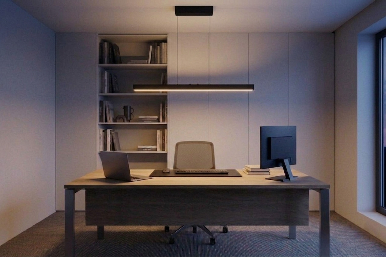 Strakke hanglamp TANDRIA 120 cm | Zwart