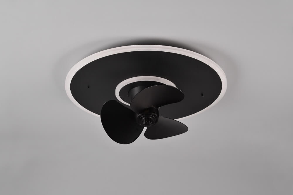 Plafondventilator NYBRO zwart &Oslash; 50 cm met lamp | 3 snelheden