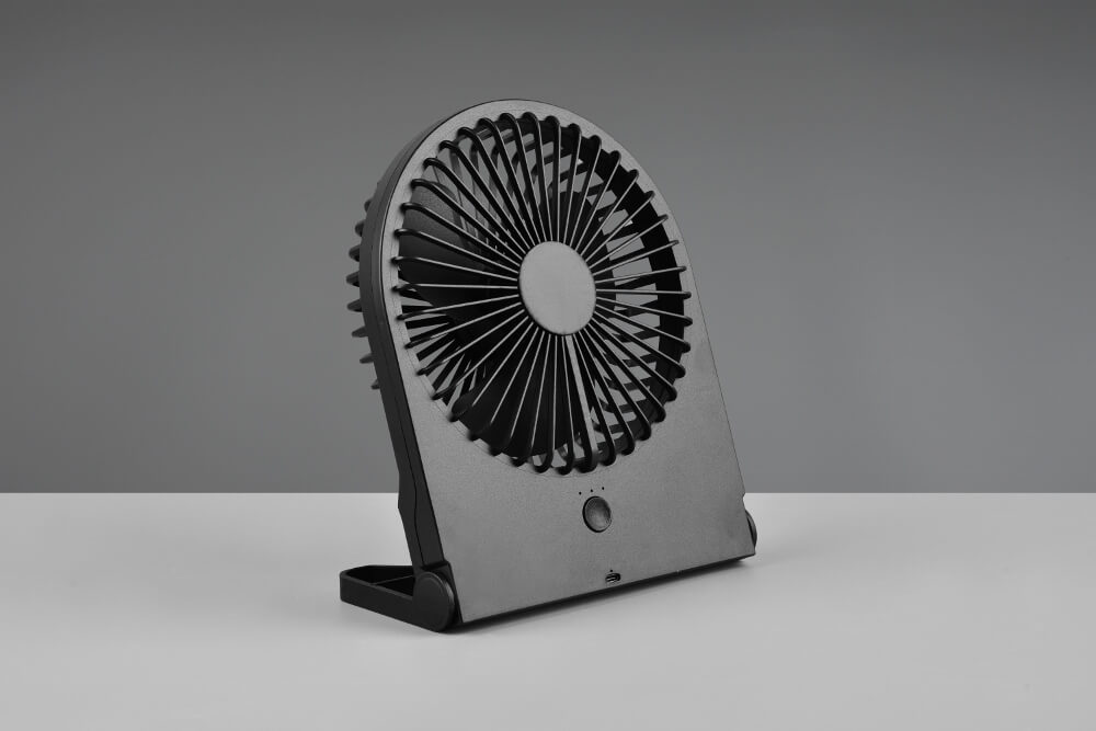 Zwarte tafelventilator BRIZZY oplaadbaar / draadloos | 3 snelheden
