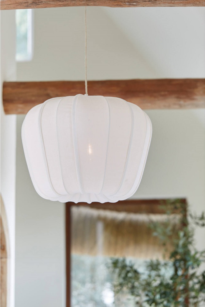 Sfeervolle stoffen hanglamp ZUBEDO crème | Ø 60 cm