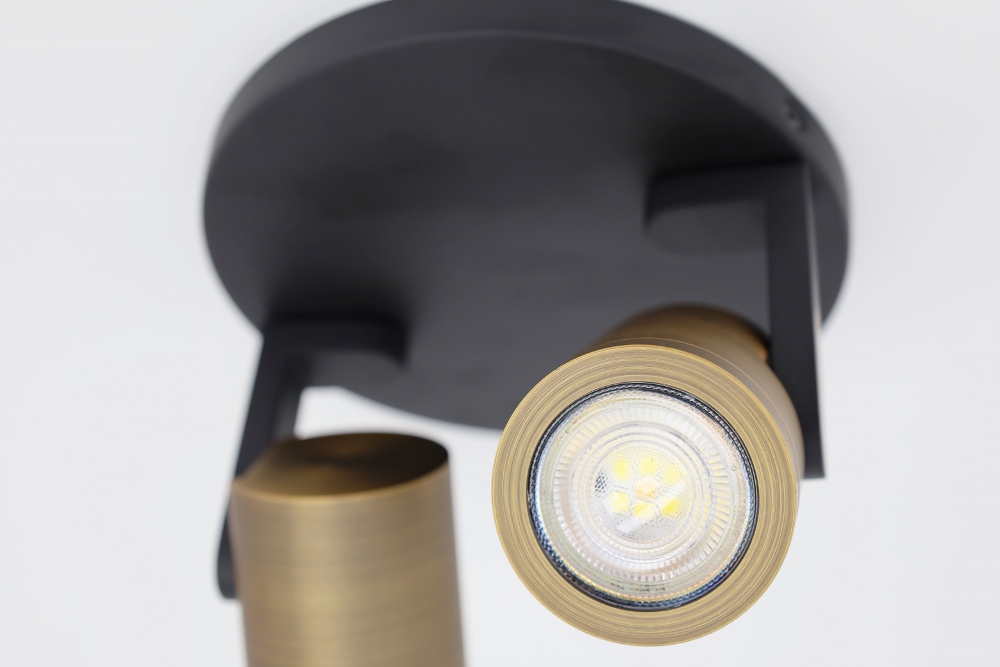 Stijlvolle strakke 2-lichts opbouwspot SCOOP rond | Zwart / Brons