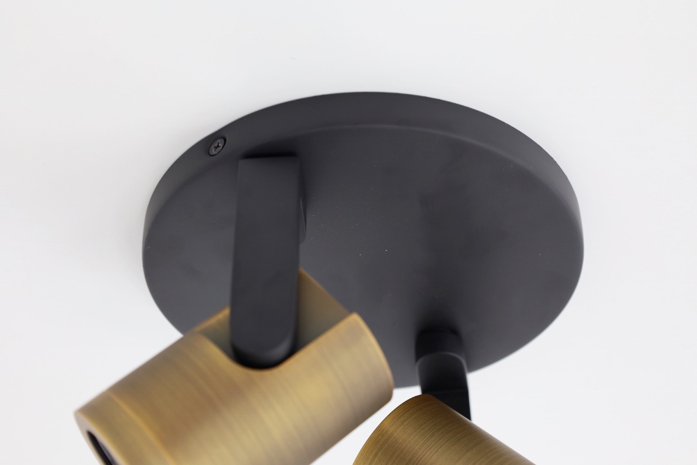 Stijlvolle strakke 2-lichts opbouwspot SCOOP rond | Zwart / Brons