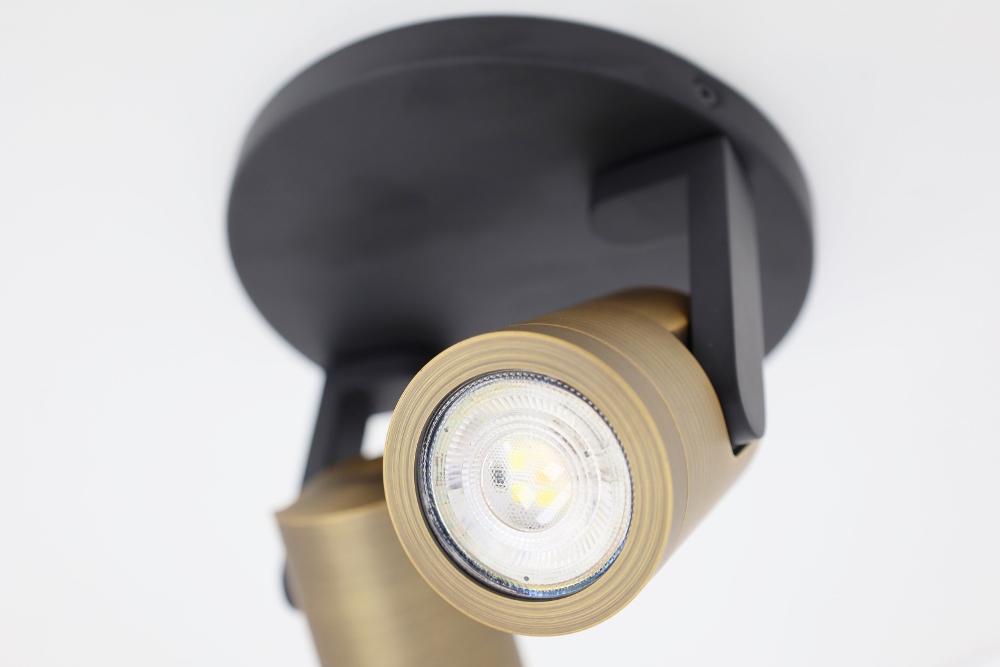 Stijlvolle strakke 2-lichts opbouwspot SCOOP rond | Zwart / Brons