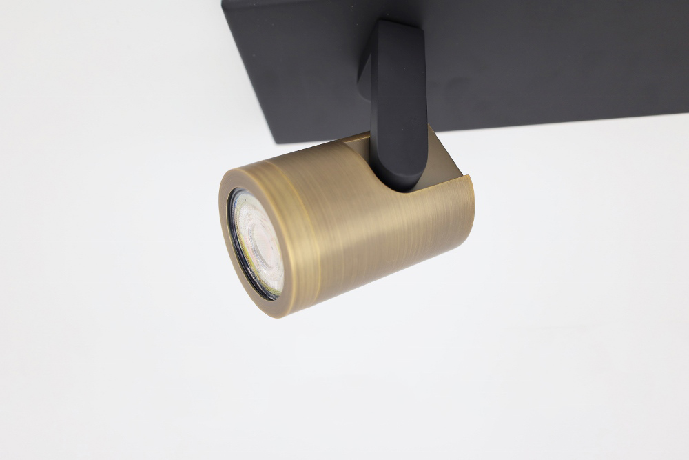 Stijlvolle strakke 2-lichts opbouwspot SCOOP balk | Zwart / Brons