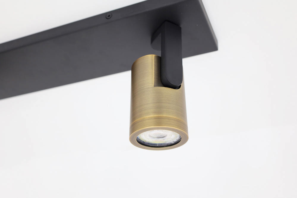 Stijlvolle strakke 2-lichts opbouwspot SCOOP balk | Zwart / Brons