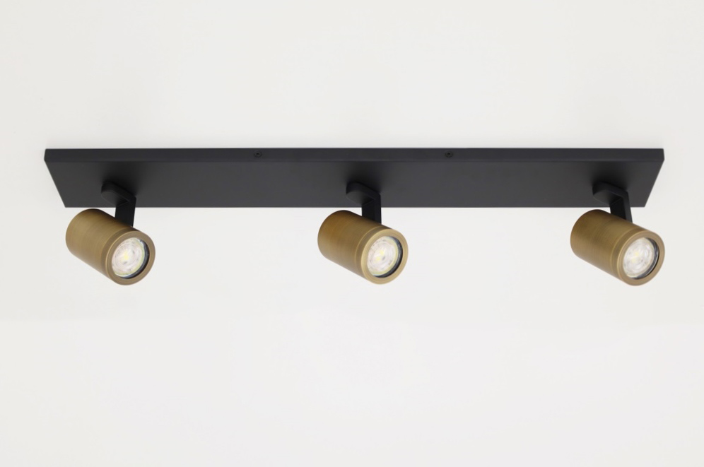 Stijlvolle strakke 3-lichts opbouwspot SCOOP balk | Zwart / Brons