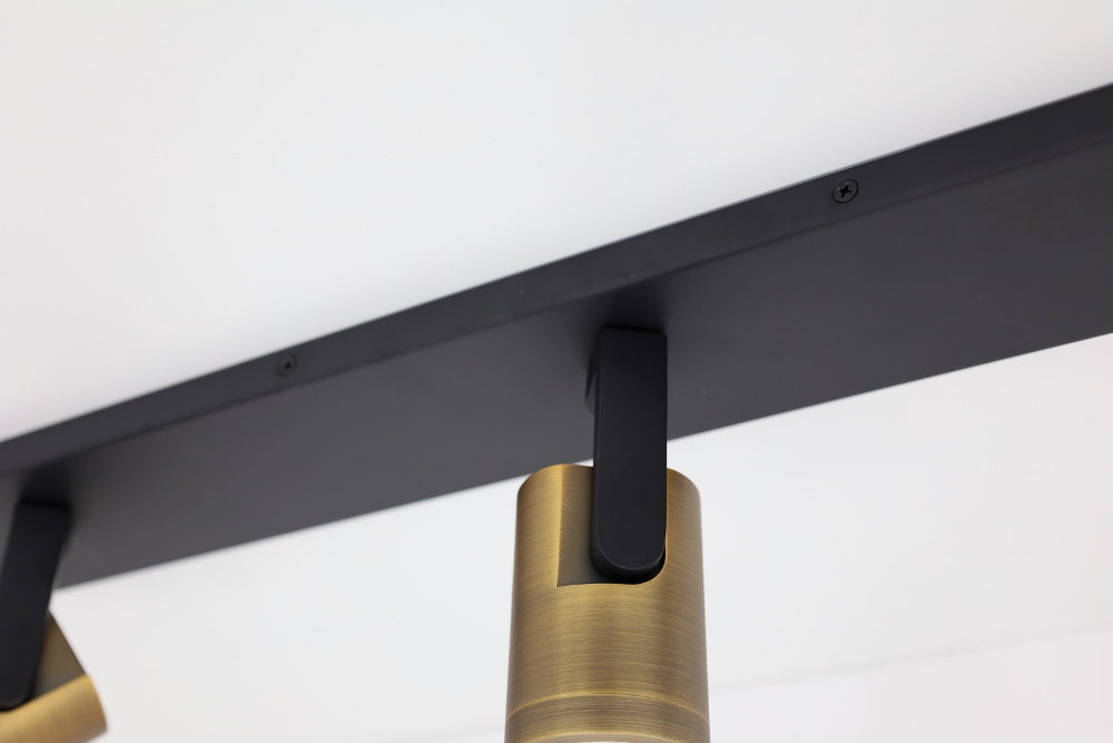 Stijlvolle strakke 3-lichts opbouwspot SCOOP balk | Zwart / Brons