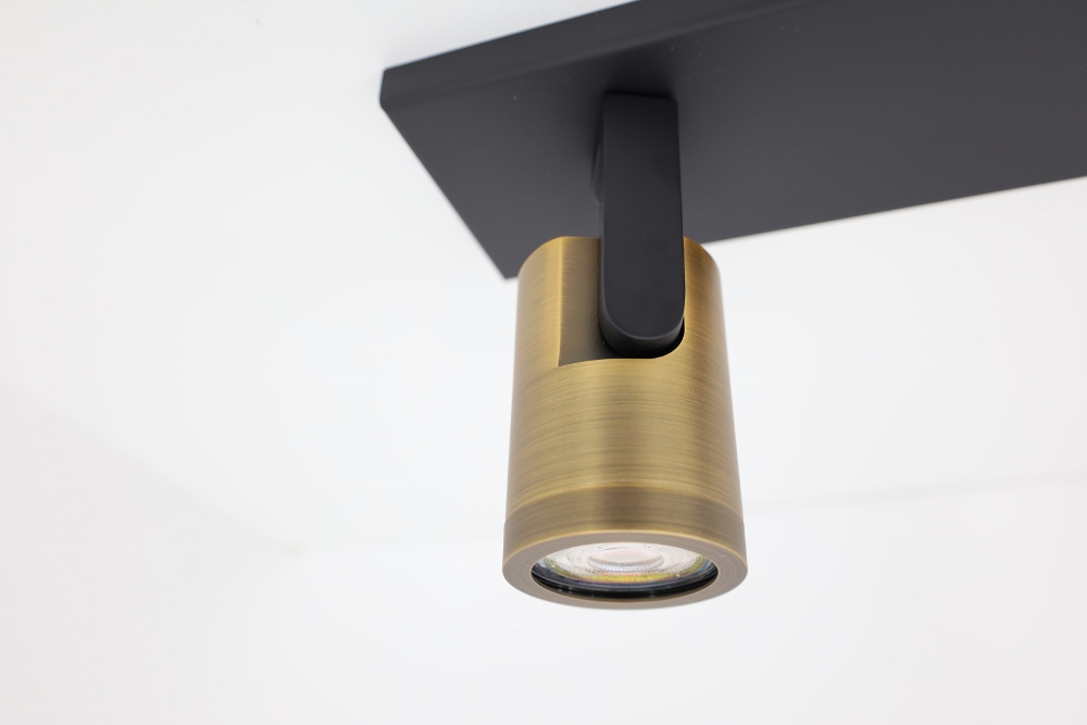 Stijlvolle strakke 3-lichts opbouwspot SCOOP balk | Zwart / Brons