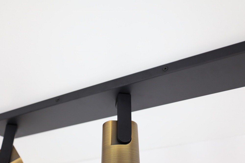 Stijlvolle strakke 3-lichts opbouwspot SCOOP balk | Zwart / Brons