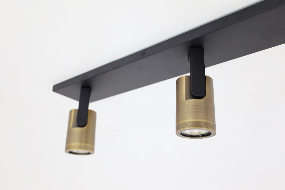 Stijlvolle strakke 4-lichts opbouwspot SCOOP balk | Zwart / Brons