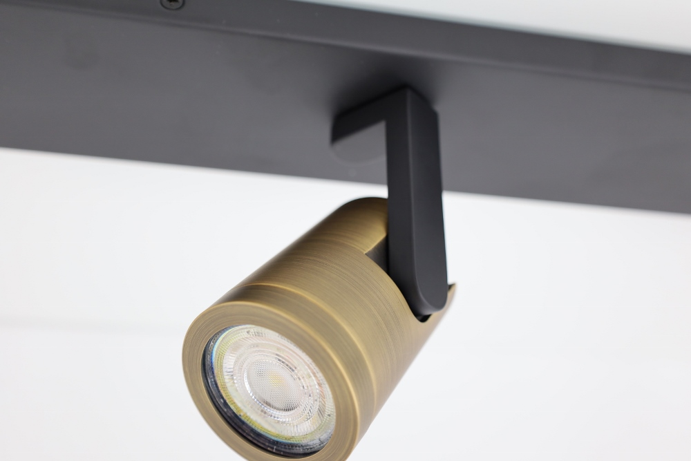 Stijlvolle strakke 4-lichts opbouwspot SCOOP balk | Zwart / Brons