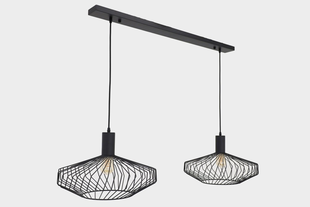 Speels ontworpen zwarte hanglamp WIRE | 2x Ø 45 cm
