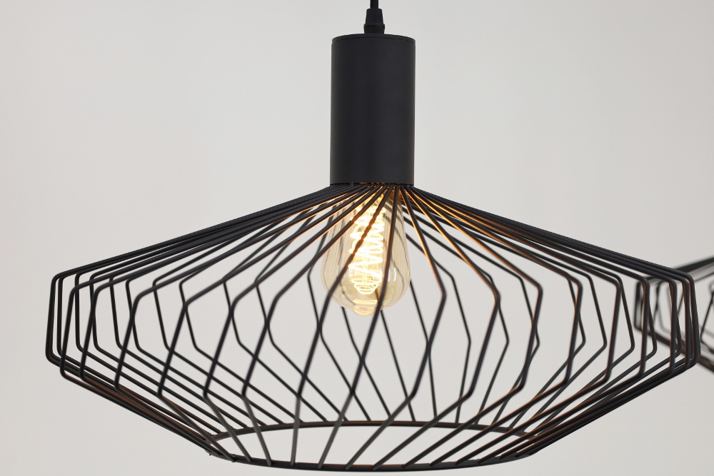 Speels ontworpen zwarte hanglamp WIRE | 2x Ø 45 cm