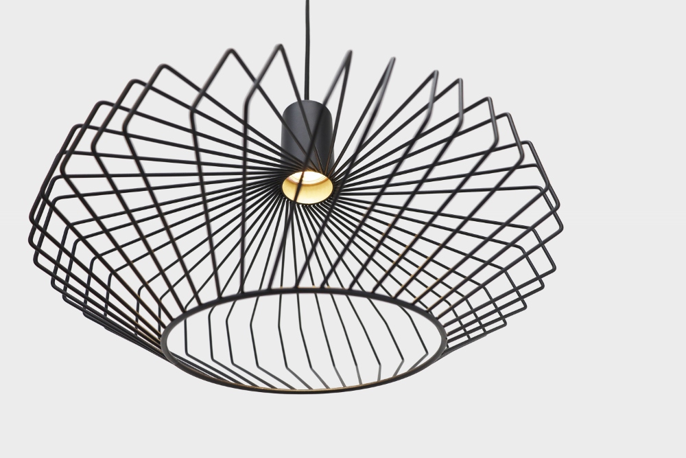 Speels ontworpen zwarte hanglamp WIRE | 2x Ø 45 cm