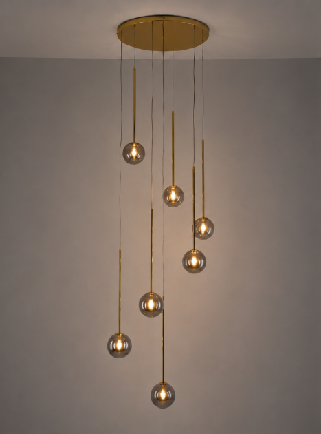 Sfeervolle vide lamp PYRAMID 7-lichts | Goud / Smoke