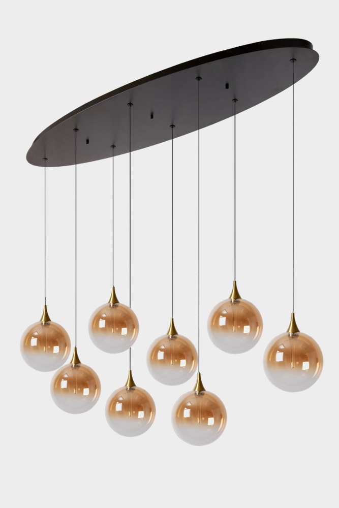 Stijlvolle hanglamp GISELA 8-lichts ovaal | Amber