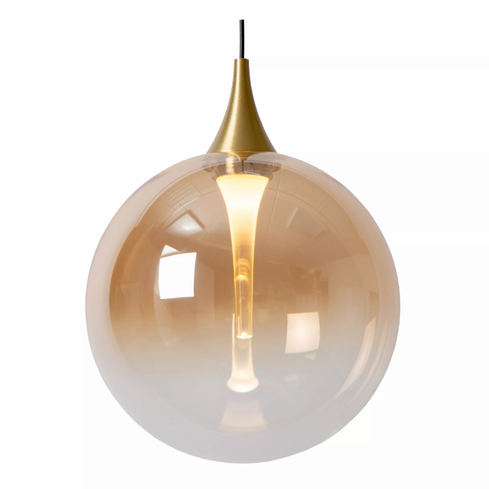 Stijlvolle hanglamp GISELA 12-lichts rond videlamp | Amber