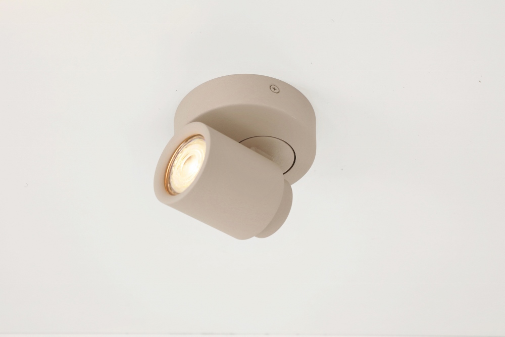 Stijlvolle opbouwspot ATTIRA 1-lichts rond GU10 | Creme / Zand
