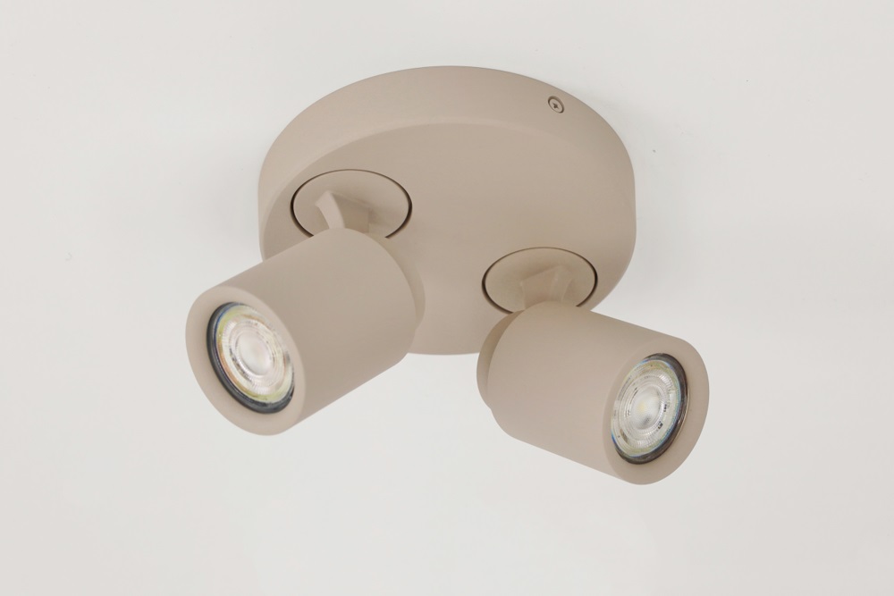 Stijlvolle opbouwspot ATTIRA 2-lichts rond GU10 | Creme / Zand