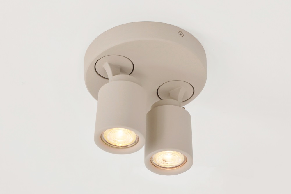 Stijlvolle opbouwspot ATTIRA 2-lichts rond GU10 | Creme / Zand