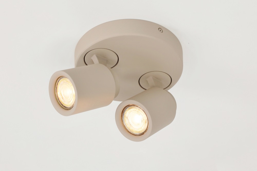 Stijlvolle opbouwspot ATTIRA 2-lichts rond GU10 | Creme / Zand