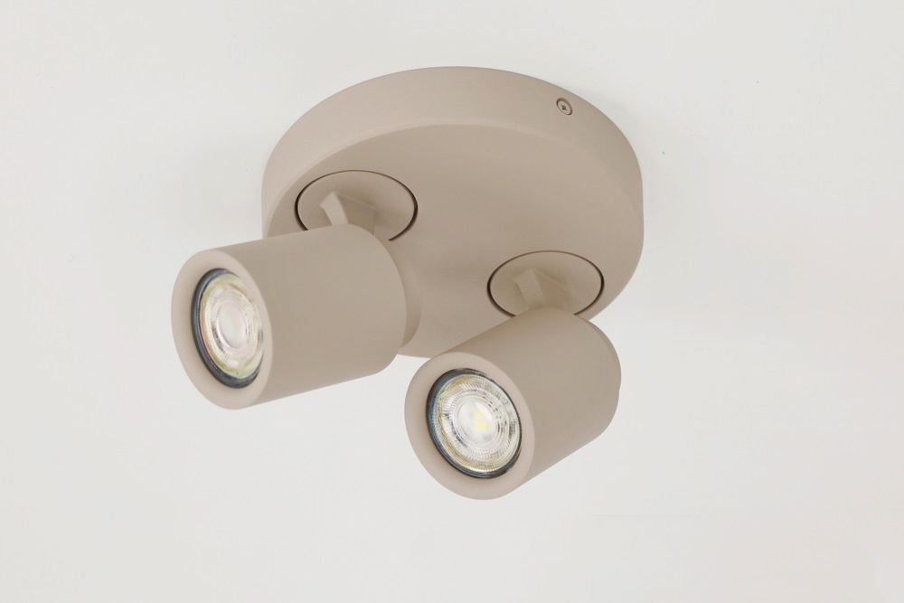 Stijlvolle opbouwspot ATTIRA 2-lichts rond GU10 | Creme / Zand